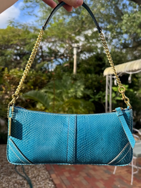 Coach Handbags - Coach Legacy Rare Exotic Blue Python 🦋Snakeskin Demi Clutch Mini Vintage Y2K
